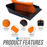Metal Dustpan and Brush Set, Stiff PVC Brush. Strong Metal Dust Pan